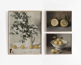 Vintage Kitchen Gallery Wall Art Set  | Mediterranean Gallery Wall Prints | Vintage Summer Paintings | Set of 2