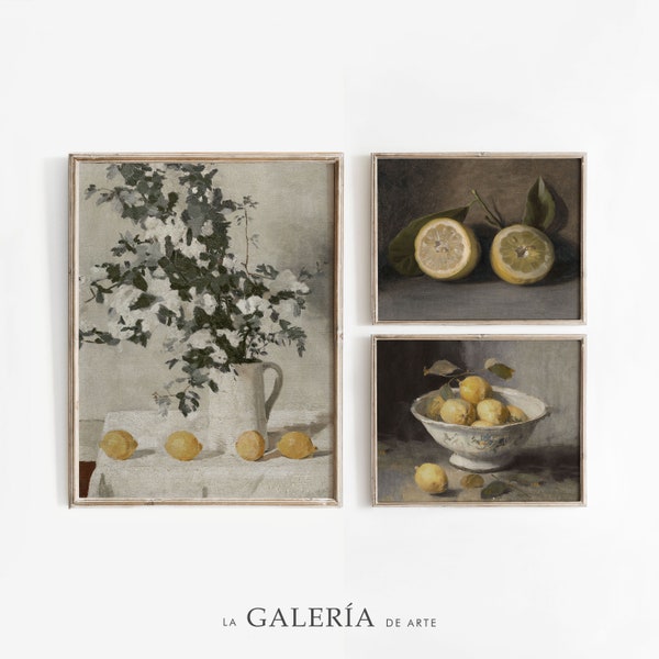 Vintage Kitchen Gallery Wall Art Set  | Mediterranean Gallery Wall Prints | Vintage Summer Paintings | Set of 2