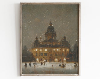 Ice Skating Print | Vintage Christmas | Winter Wall Art