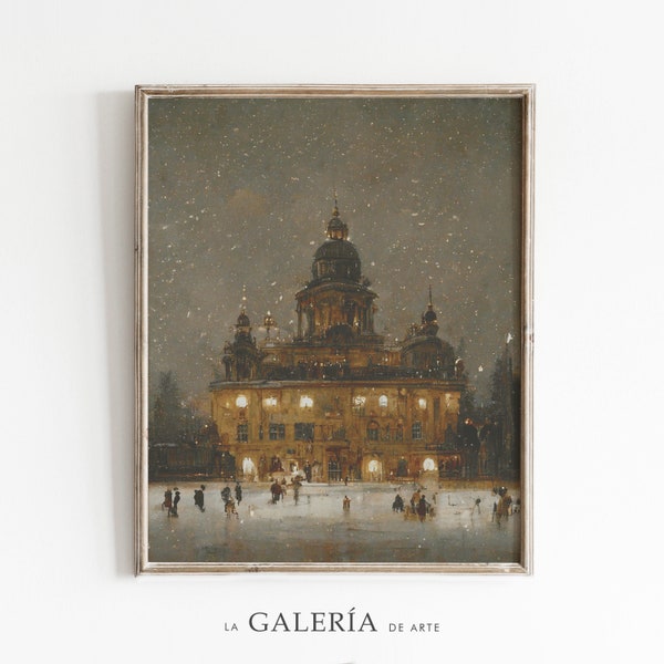 Ice Skating Print | Vintage Christmas | Winter Wall Art