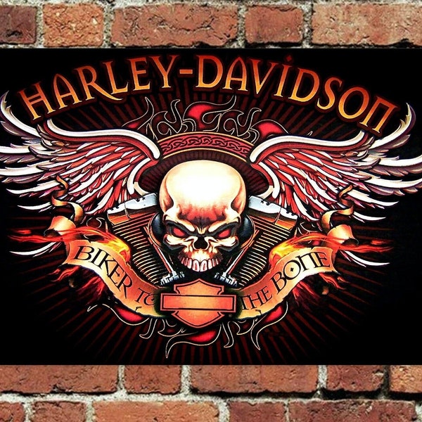 Harley Davidson Motorcycle Flag – 2x8 Ft Garage Wall Banner For