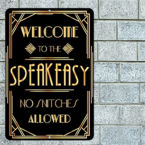 Welcome To The Speakeasy No Snitches Allowed Sign Metal Aluminum 8&quot;x12&quot; Garage Bar Man Cave Garage