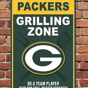 Green bay packers grilling zone sign aluminum metal 8&quot;x12&quot;