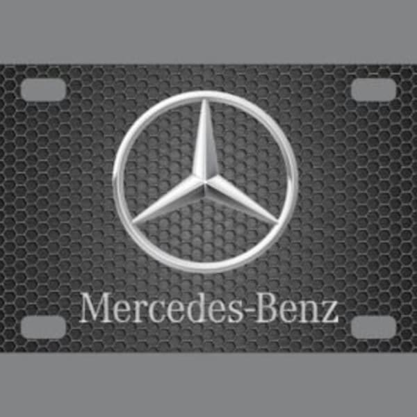 Mercedes Benz Emblem License Plate Black Mesh Design Aluminum 6"x12" Front