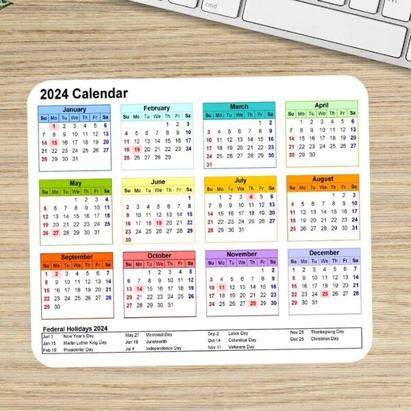 2024 Calendar Mouse Pad Etsy