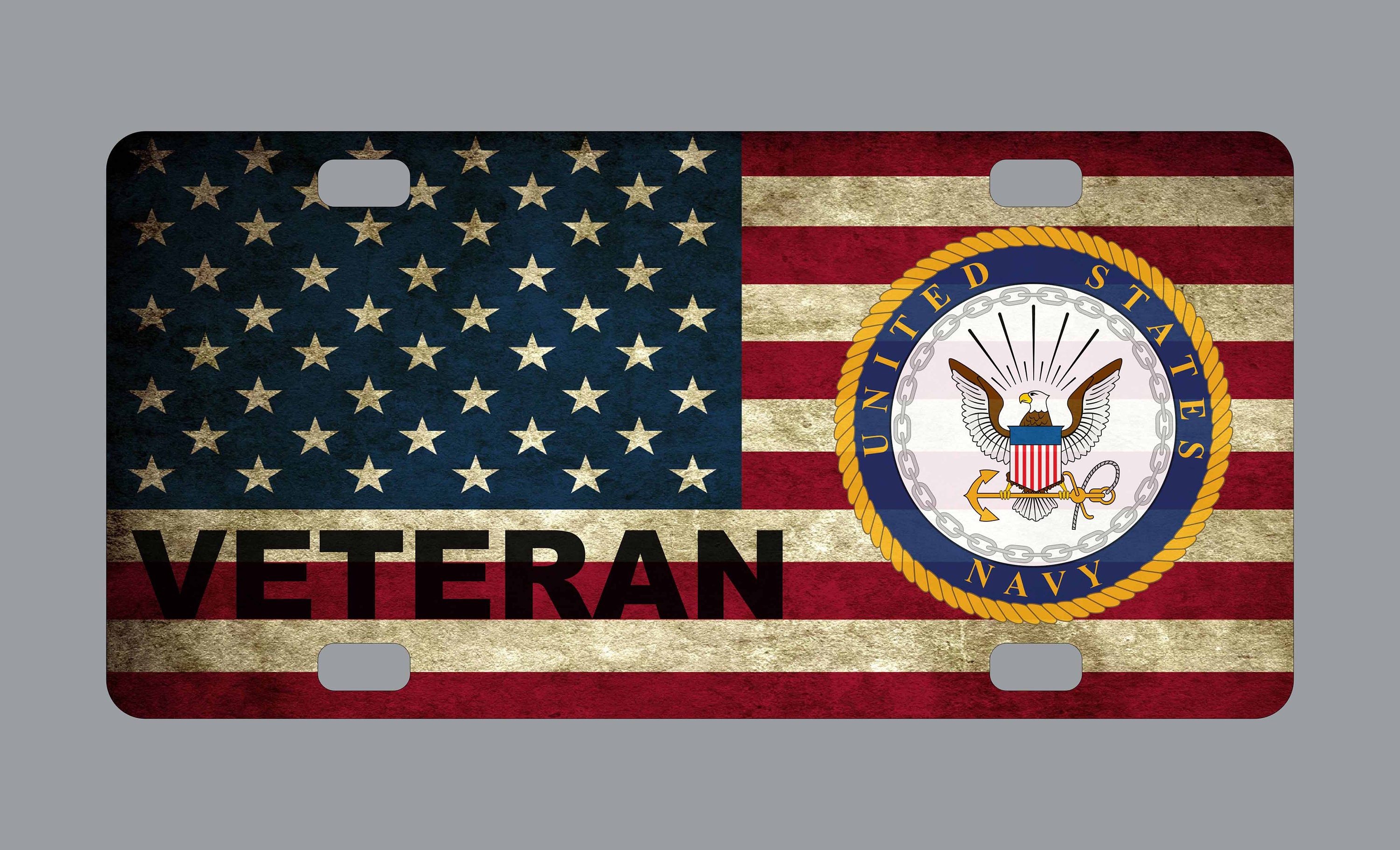 Navy Veteran License Plate American Flag Aluminum Etsy