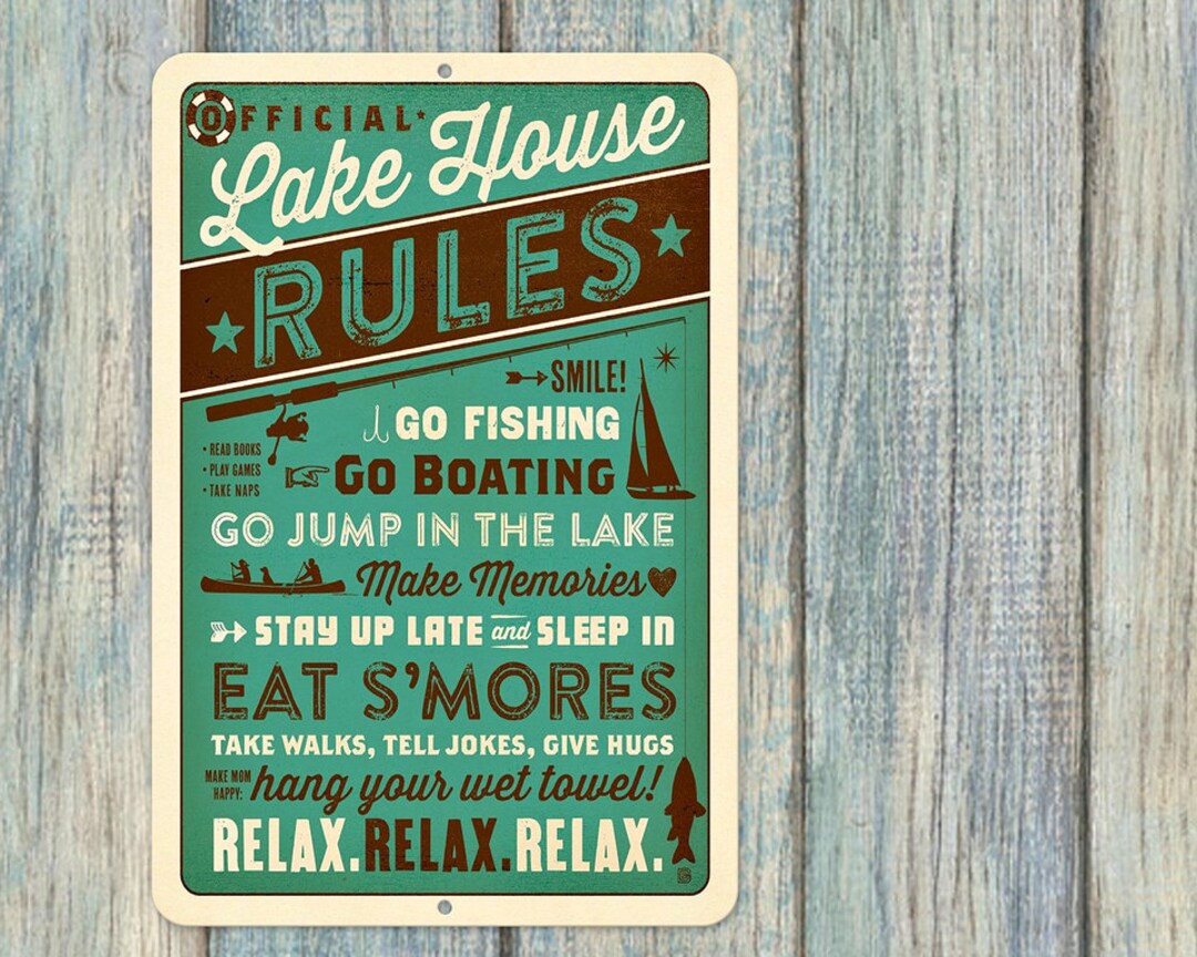 Lake House Rules Sign Metal Aluminum 8x12 Etsy