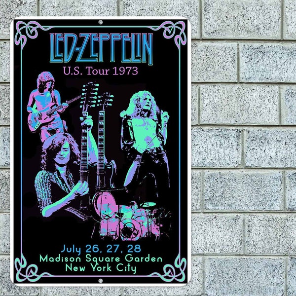 Led Zeppelin Madison Square Garden Metal Aluminum Sign 8"x12" Retro Music Classic Rock