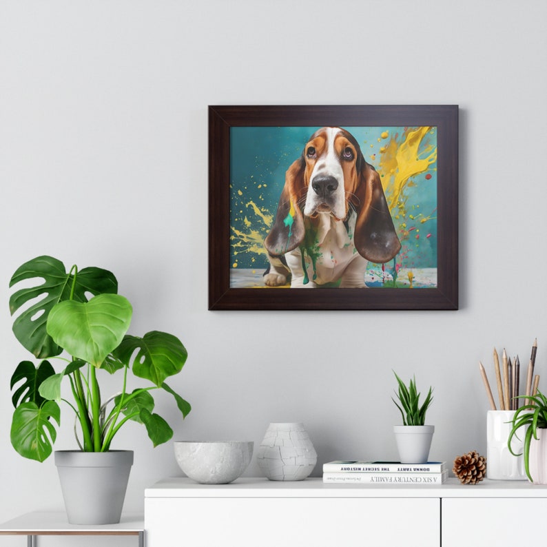 Basset hound art pet lovers dog wall art puppy art gift for dog lover Framed pet art image 6