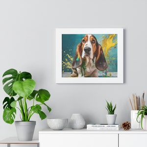 Basset hound art pet lovers dog wall art puppy art gift for dog lover Framed pet art image 8