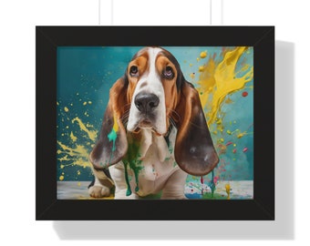 Basset hound art - pet lovers - dog wall art - puppy art - gift for dog lover - Framed pet art