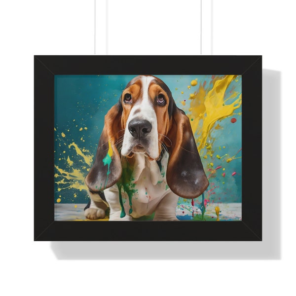 Basset hound art - pet lovers - dog wall art - puppy art - gift for dog lover - Framed pet art