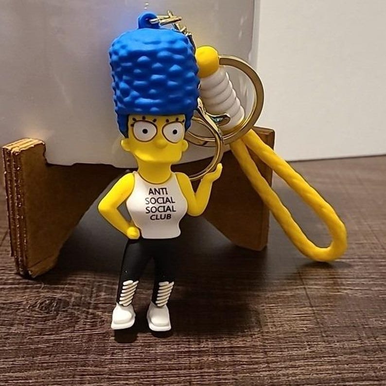 The Simpsons Marge Anti Social Club Keychain Keyring Bag Charm image 2