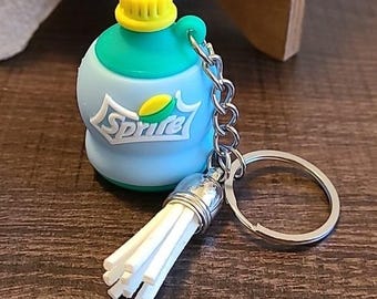 Sprite Soda Pop Bottle Keychain with Tassel Novelty Collectible