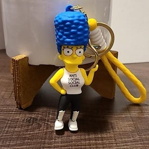 The Simpsons Marge Anti Social Club Keychain Keyring Bag Charm image 1