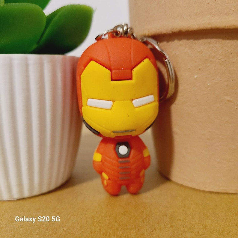 Cute Iron Man Keychain Marvel Superhero Action Figure Keychain Collectible image 1