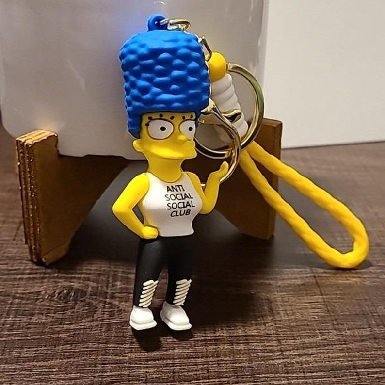 The Simpsons Marge Anti Social Club Keychain Keyring Bag Charm image 5