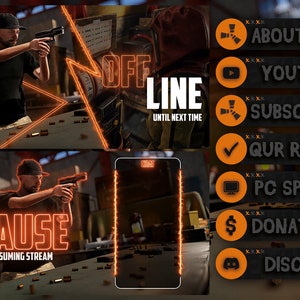 Rust Game Animated Twitch Overlay Package | Starting, Pause, Ending Screens, 6 Animated Gif, Twitch Panels | stream overlay,twitch overlay