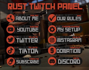 10x Rust Twitch Panels Pack | rust, twitch, twitch panel, rust game, panel, twitch overlay, twitch emotes | Twitch | Twitch Overlays