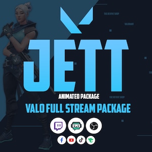 JETT Valorant Stream Overlays Pack - Cute JETT Stream Overlays | Twitch Streaming Overlays | Gaming Stream Overlays  | Twitch | JETT | Cute