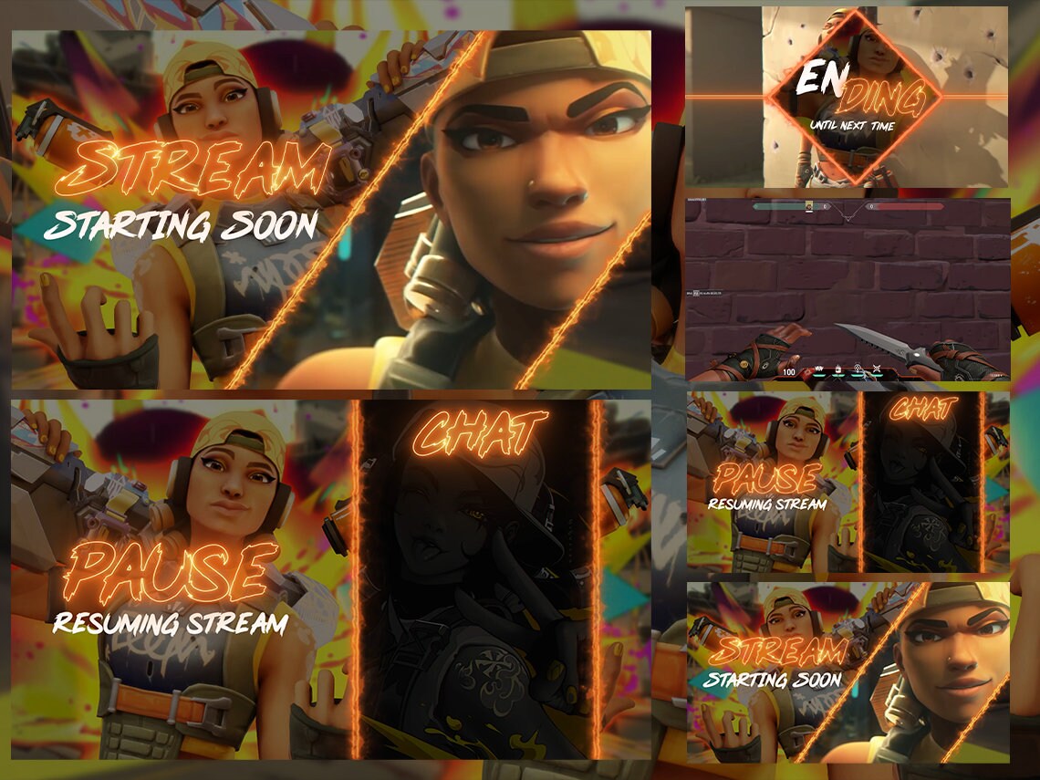 Valorant Stream Pack - Raze Animated Twitch overlays | Raze ingame HUD - MP4 Format HD Quality / Streamer / Streaming  / Twitch Overlay