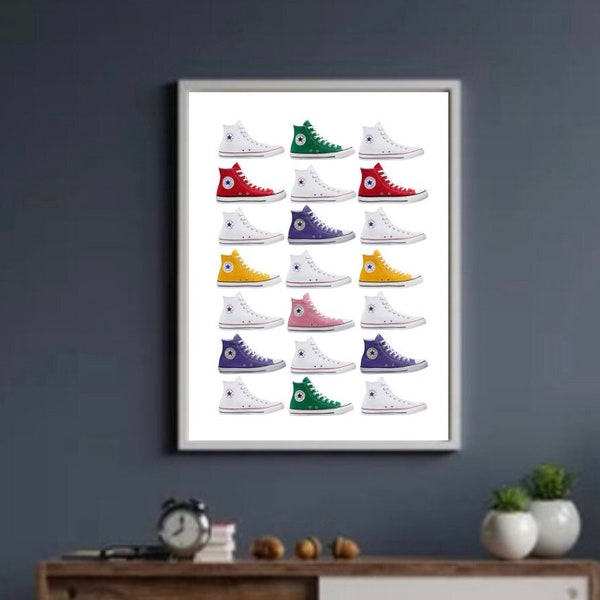 Converse Wall Art, Converse Poster, Shoe Wall Art, Shoe Poster, Chuck Taylor Shoes Poster, Trendy Shoes, Fashion Shoe Poster