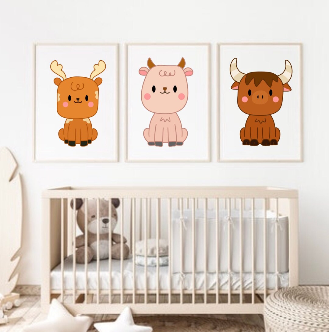 Baby Poster, Set of 3, Baby Animals Poster, Downloadable Wall Art