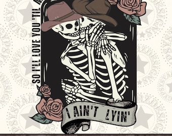Diseño PNG de esqueletos vaqueros con temática western para sublimación (descarga digital)