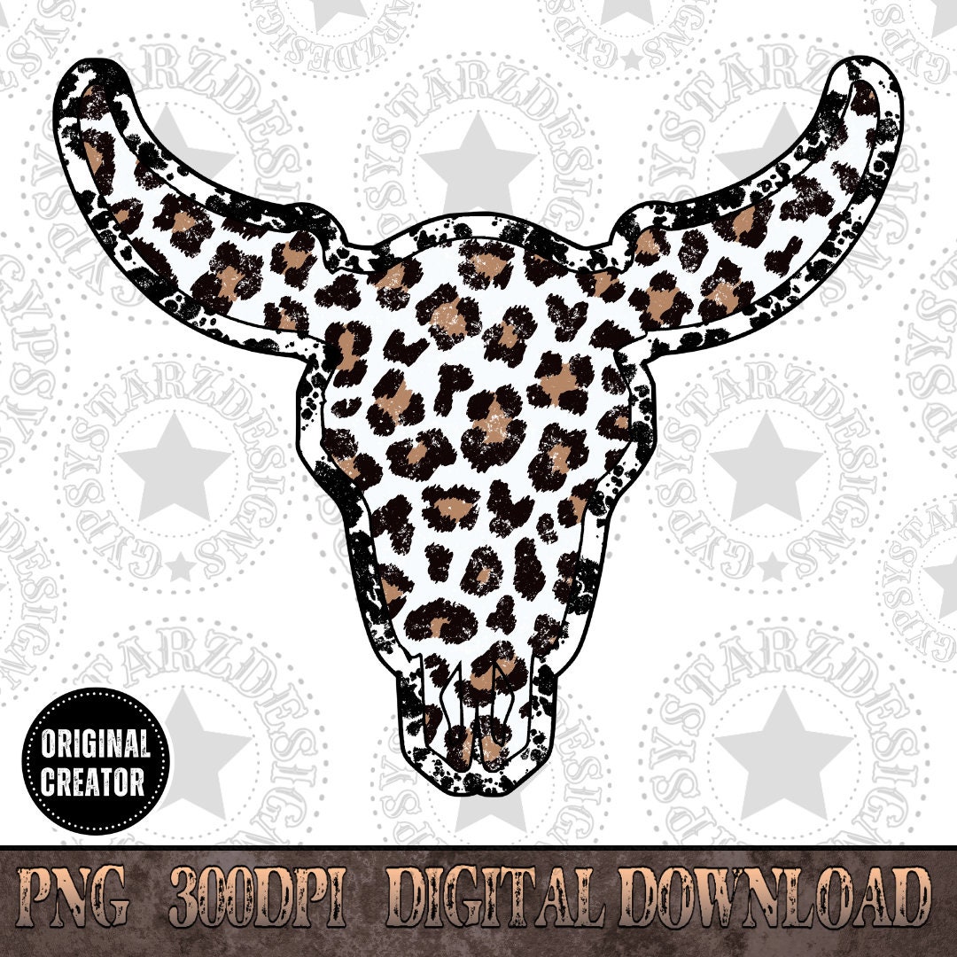 VINTAGE BLUE LEOPARD BULL SKULL TEE main image 1