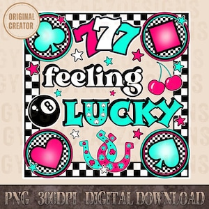 Retro Feeling Lucky Png, Checkered Print Spade, Western PNG, Png File, Instant Download, Shirt Design, Western, Original Creator, Retro png