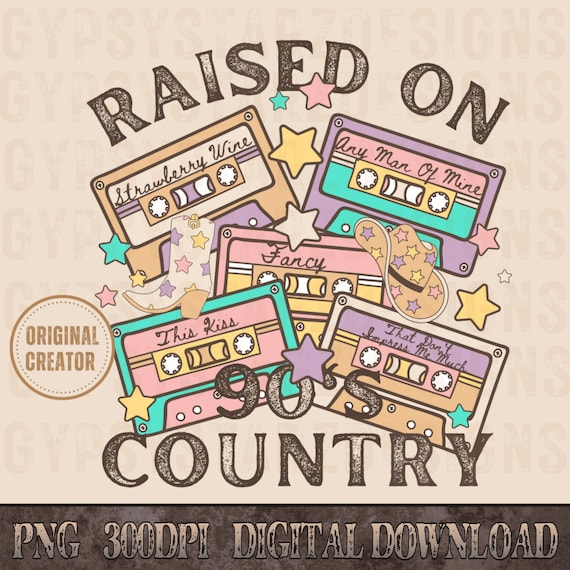 90s Country Cassette Tapes PNG, Western Sublimation (Digital Download)
