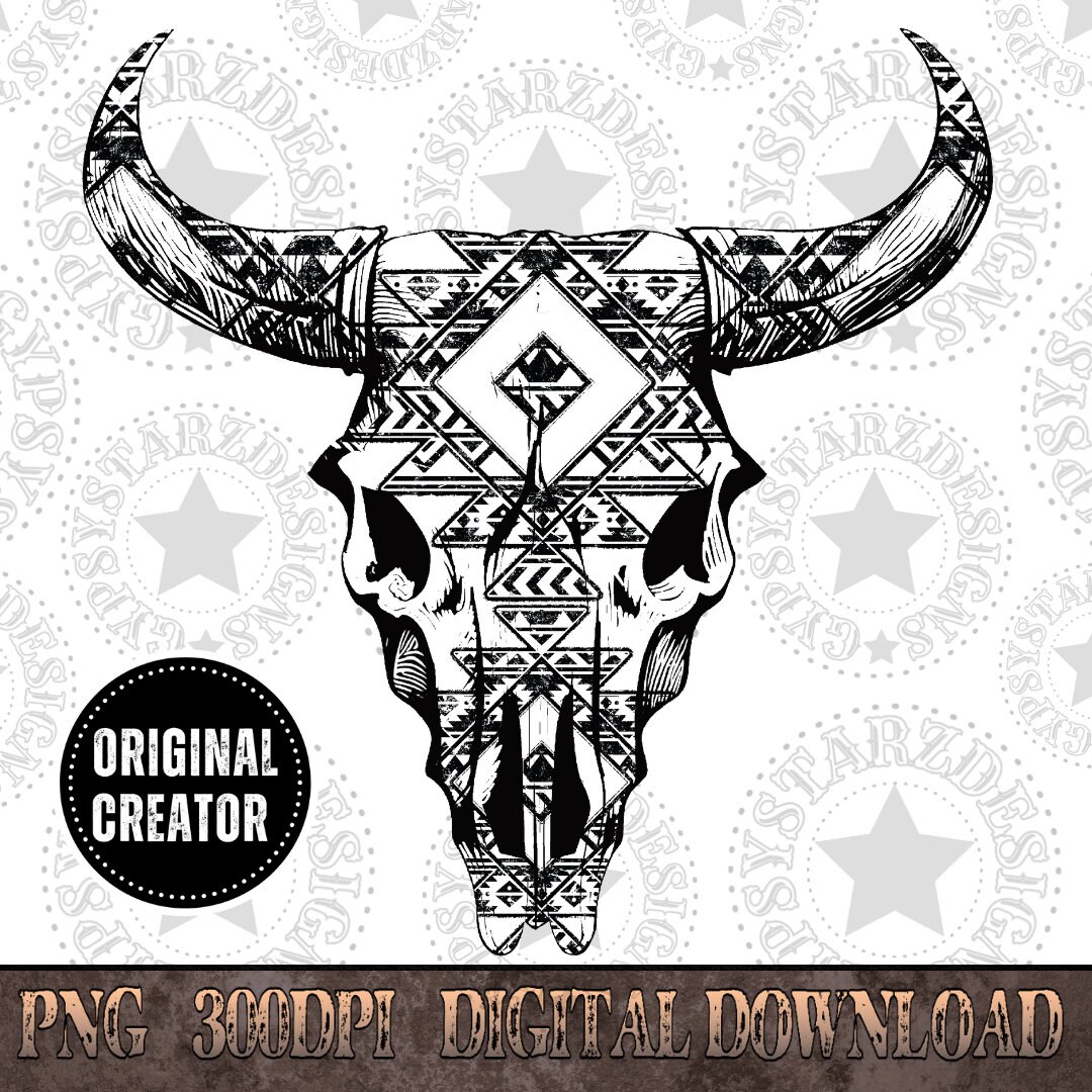 Aztec Western Bull Skull PNG, Boho Shirt Design (digital Download) - Etsy