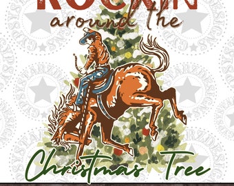Cowboy Christmas Tree PNG, Western Sublimation Design (Digital Download)