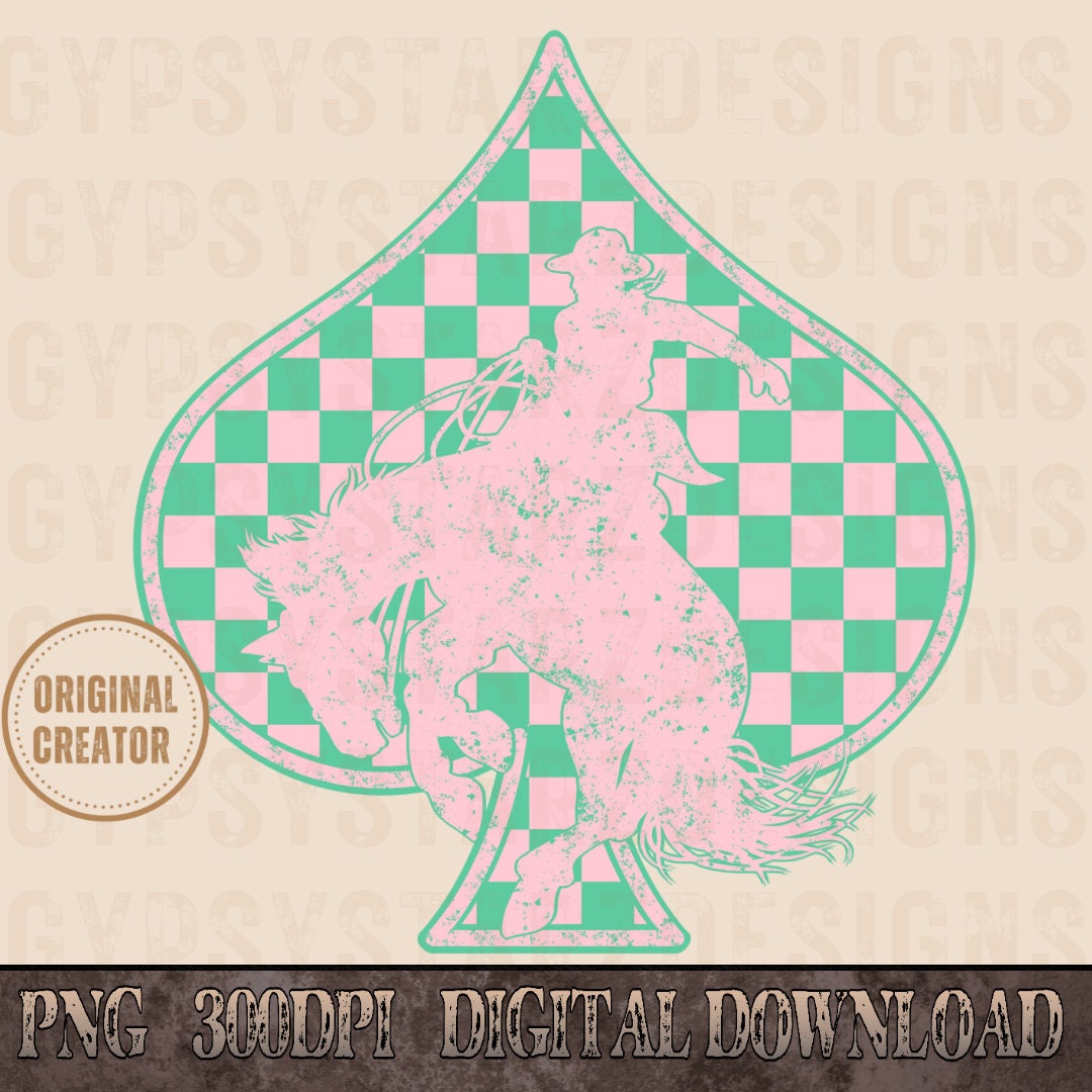 Retro Rodeo Western Png, Checkered Print Cowboy, Western PNG, Png File ...