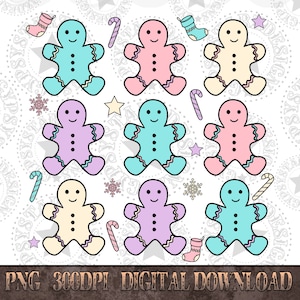 Cute Gingerbread PNG, Instant Download, Digital Download, Retro Christmas Sublimation Design, Digital Design, Retro PNG