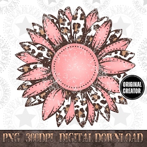 Leopard Print Sunflower Design, Western Png, Sunflower PNG, Flower Design, Png File, Western Shirt Design, Boho Design, Original Creator