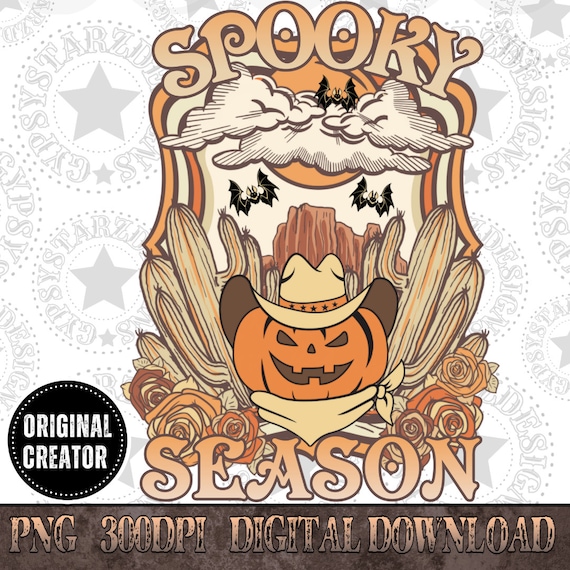 Retro Western Halloween PNG | Spooky Season Shirt Design (Digital Download)