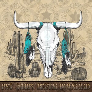 Aztec Western Bull Skull Png, Western PNG, Western PNG, Png File, Instant Download, Shirt Design, Boho Design