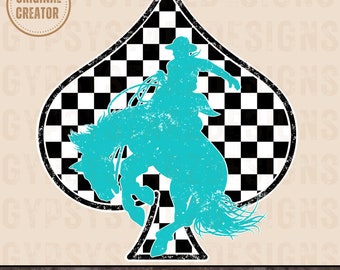 Cavalier de rodéo rétro PNG, design western à carreaux (téléchargement numérique)