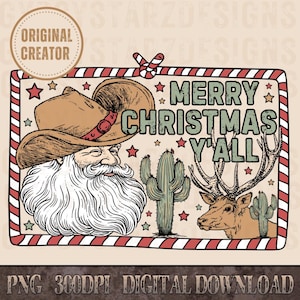 Santa Cowboy PNG, Frohe Weihnachten, Western Santa Sublimation, Weihnachtspostkarte, Sublimation, Santa Western Design, Original Schöpfer