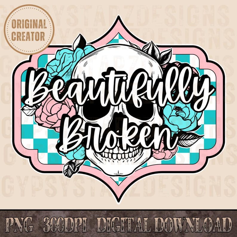 Western Skull PNG, Beautifully Broken Design (digital Download) - Etsy