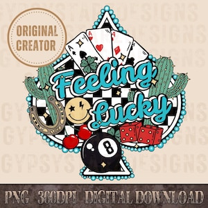 Retro Feeling Lucky Western Png, Checkered Print Spade, Western PNG, Png File, Instant Download, Shirt Design, Boho Design, Original Creator