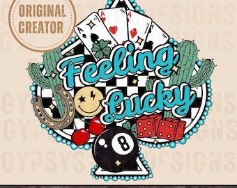 Retro Feeling Lucky Spade PNG, Western Shirt Design (Digital Download)