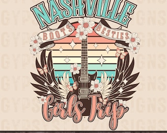Nashville Girls Trip PNG, design western della città della musica (download digitale)