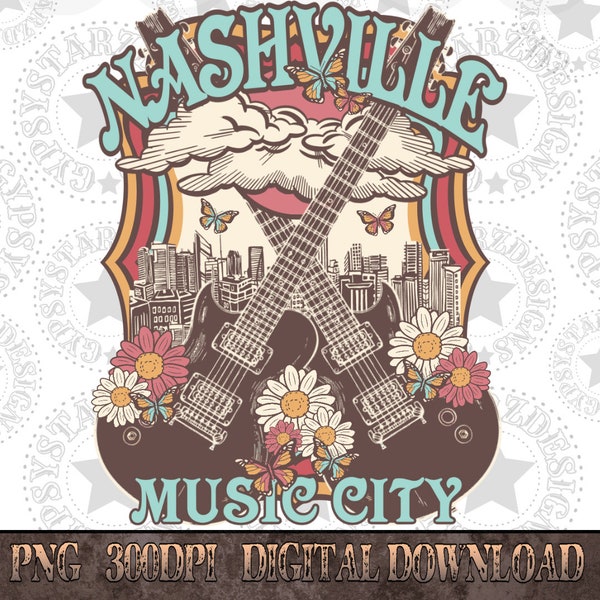 Nashville Music City Png, Western PNG, Western PNG, Png File, Instant Download, Shirt Design, Western Sublimation Png