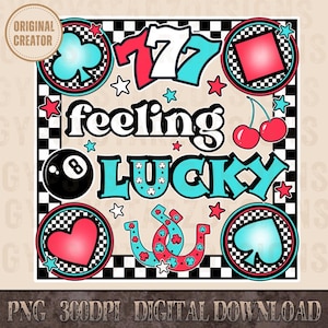 Retro Feeling Lucky Png, Checkered Print Spade, Western PNG, Png File, Instant Download, Shirt Design, Western, Original Creator, Retro png