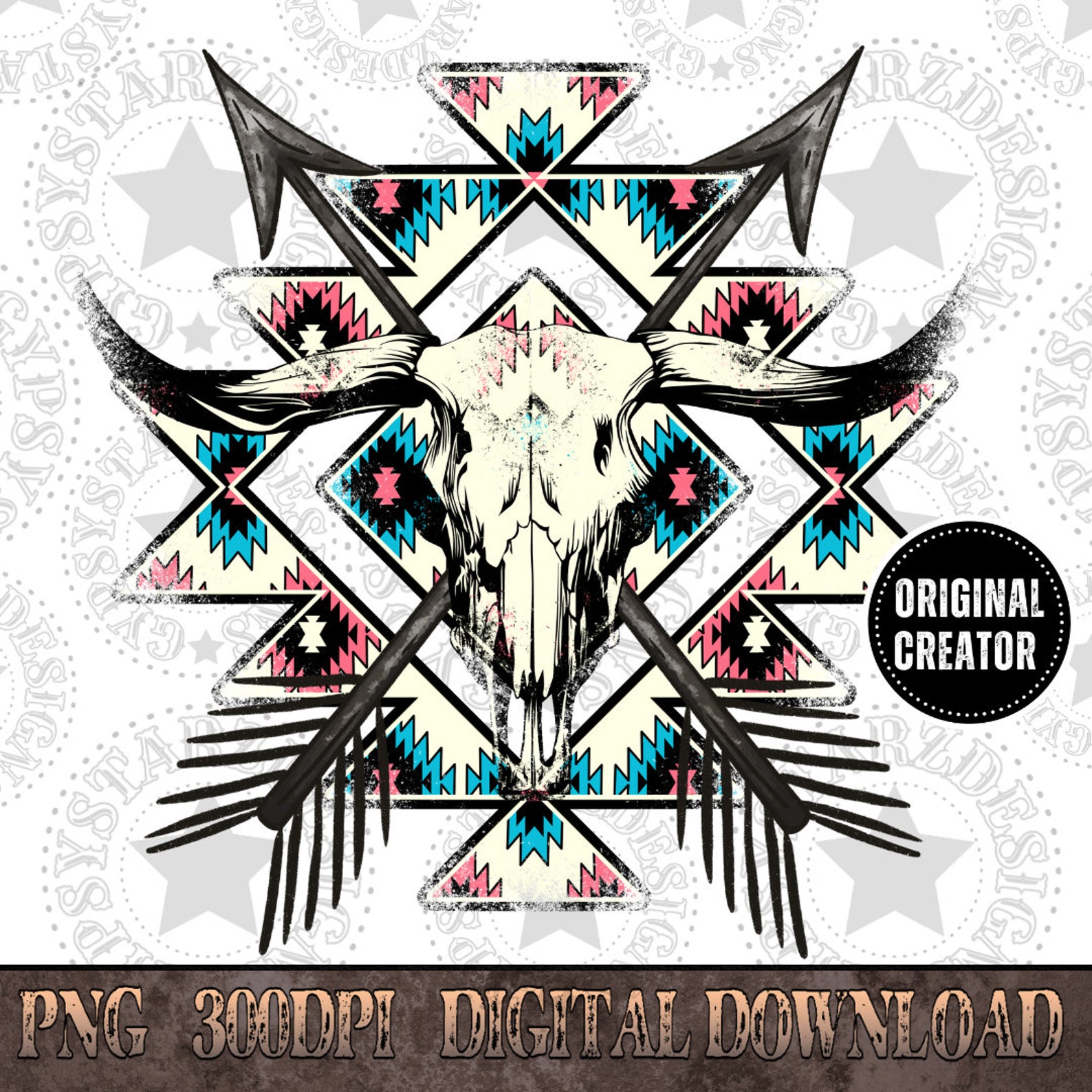 Aztec Bull Skull PNG, Western Shirt Design (digital Download) - Etsy