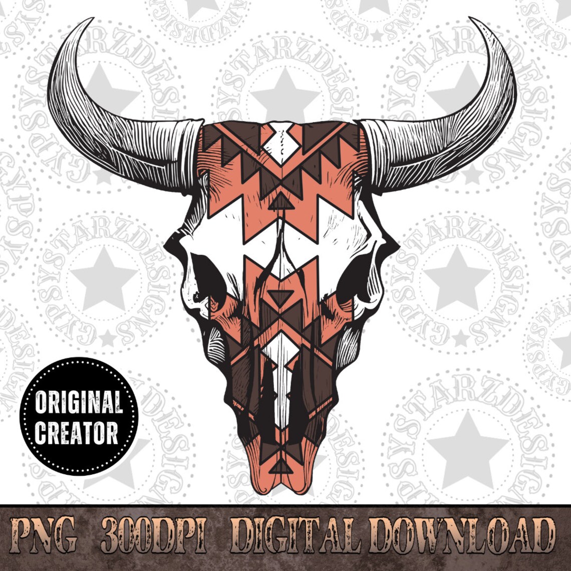 Aztec Bull Skull PNG, Western Shirt Design (digital Download) - Etsy