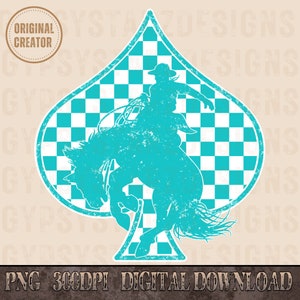 Retro Blue Rodeo Western Png, Checkered Print Cowboy, Western PNG, Png File, Instant Download, Shirt Design, Boho Design, Original Creator