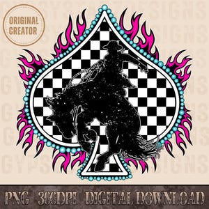 Retro Rodeo Western Png, Checkered Print Cowboy, Western PNG, Png File, Instant Download, Shirt Design, Boho Design, Original Creator
